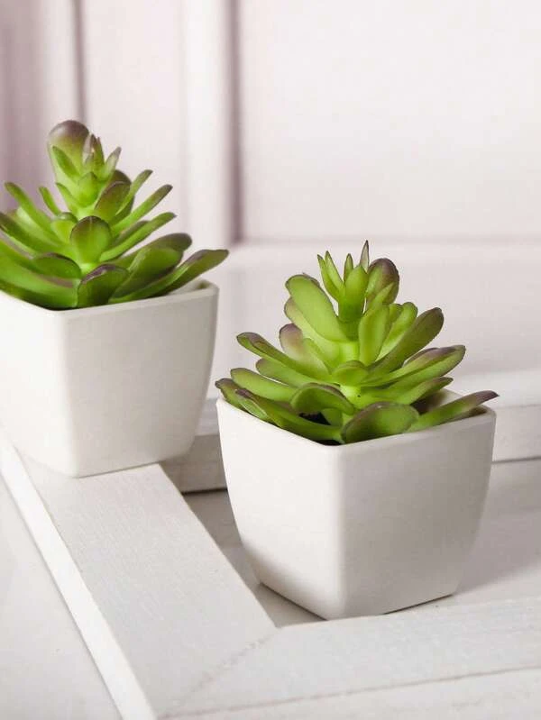 1pc Mini Simulation Moonlight Succulent Potted Plant - Suitable For Home Stays, Hotels, Reception Desks, Window Sills, Kitchens, And Wedding And Shower Party Decorations,Fake Plants,Fall Decor,Room,Desk,Garden Decor,Room Decoration Stuff Green