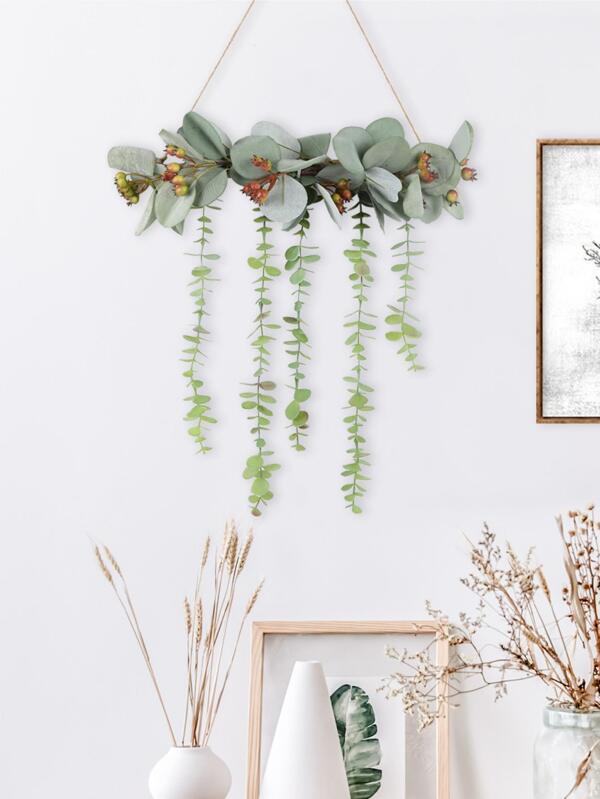 Artificial Eucalyptus Wall Hanging Decor,Artificial Eucalyptus Greenery Fake Vines Farmhouse Rustic Boho Wall Hanging For Bedroom Living Room Bathroom Wall Decor Party Birthday,Valentine'S Day,Mother'S Day Gift Olive Green