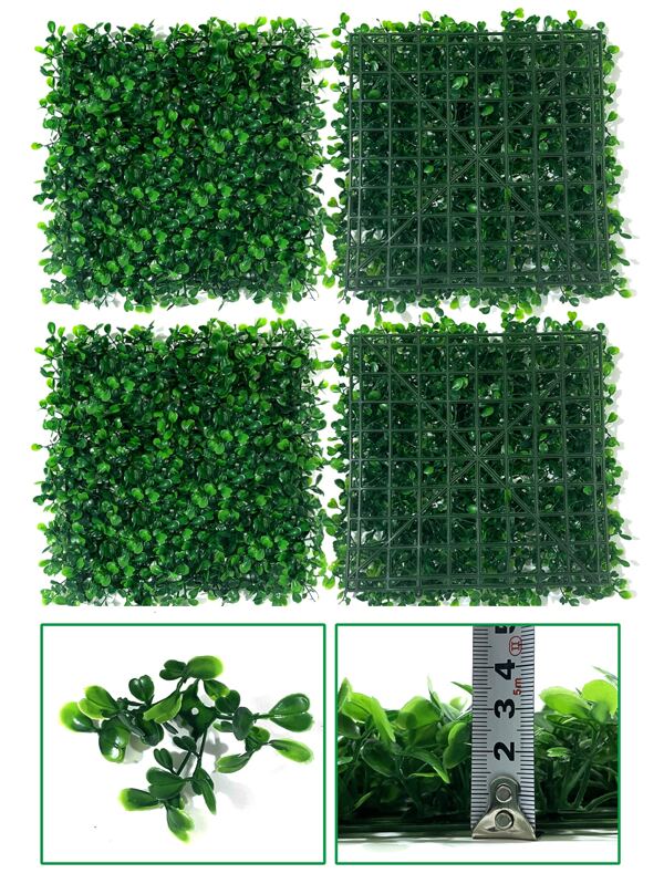 1/6pcs Plastic Artificial Buxus Plant, Green Hanging Screen Grass Mat For Privacy Screen, Suitable For Halloween, Christmas Wall, Garden, Living Room Decor Green