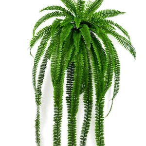 1pc 34-inch Large Artificial Boston Fern Plant, Fake Hanging Plant, Outdoor Artificial Greenery, Suitable For Garden, Wall, Wedding, Party, Pipeline, Hanging Basket Decoration Green