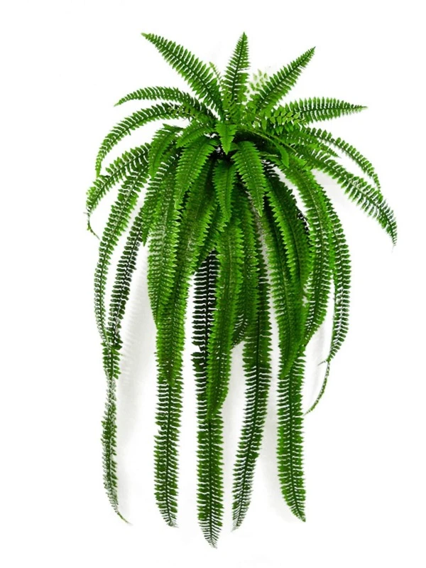 1pc 34-inch Large Artificial Boston Fern Plant, Fake Hanging Plant, Outdoor Artificial Greenery, Suitable For Garden, Wall, Wedding, Party, Pipeline, Hanging Basket Decoration Green