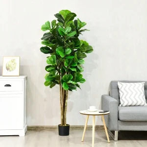 6ft Artificial Natural Fig Tree Bush Indoor/Outdoor decorative Planter Green