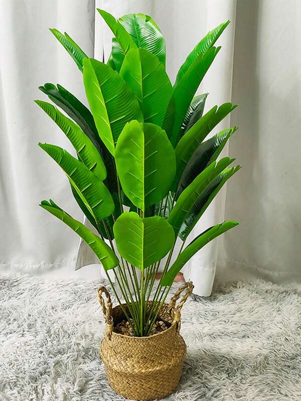 90cm Artificial Traveler's Palm Tree Greenery, Indoor/Outdoor Potted Plant For Wedding, Soft Engineering Landscape, Fake Plant Without Pot Green