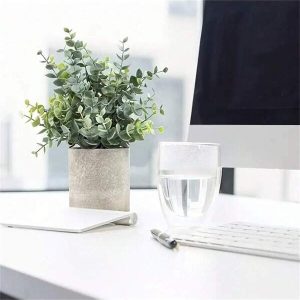 1pc Simulation Plant, Faux Eucalyptus Potted For Home Table BathroomShelf Decor, Farmhouse Room Coffee Table Decor, Spring Home Decor Green