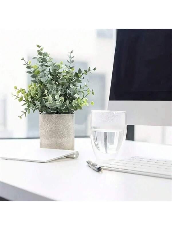 1pc Simulation Plant, Faux Eucalyptus Potted For Home Table BathroomShelf Decor, Farmhouse Room Coffee Table Decor, Spring Home Decor Green
