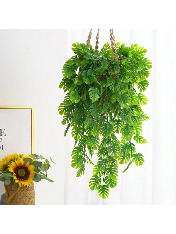 Gtheeaod Fake Vine Fadeless Wear-Resistant Realistic Wall Hanging Simulation Monstera For Home Green
