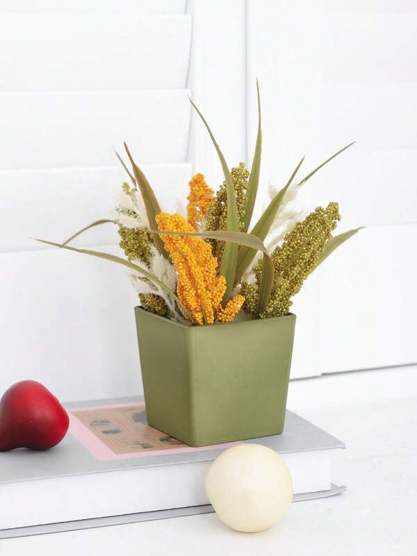 1PC Simulation Foam Bead Wheat Pot - People Fake Plant Pot, Used For Home Decoration, Desktop Decoration Office Room Decoration. Halloween Decor Multicolor