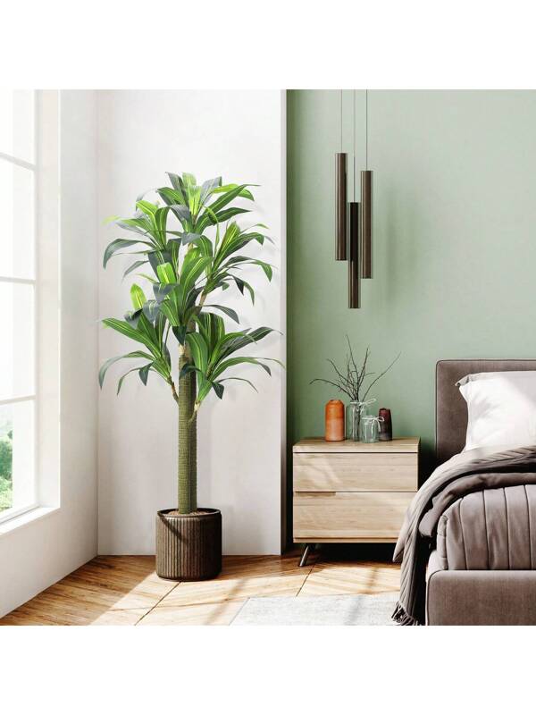 Artificial Dracaena Tree For Home Decor, 3.5Ft Faux House Plants Evergreen Draco Agave Plants Potted In Plant Pot And Soil, Tropical Floor Houseplant For Outdoor Indoor Office Decoration Housewarming Green