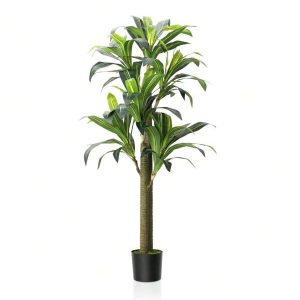IDEALHOUSE Artificial Tree 5.4ft, Brazilian Wood Tree Silk Plant, Artificial Simulation Indoor Plant, Evergreen Brazilian Wood Tree, Potted Plant For Indoor And Outdoor Decoration, Home Office, Garden Housewarming Gift Green