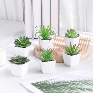 1pc/1set Of 6pcs Mini Simulation Potted Plants Combination - Suitable For Home Decoration, Such As Desks, Bookshelves, Windowsills, As Well As Wedding & Party Decorations Style B