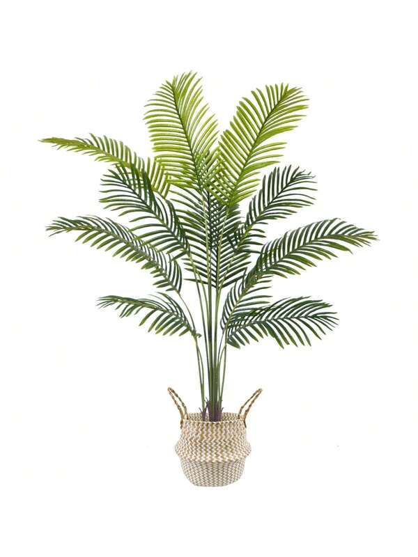 Artificial Palm Tree, 5ft Fake Areca Palm Plant With Basket, Tropical Faux Dypsis Lutescens Plants For Indoor Outdoor Home Office Shop Garden D??cor Green