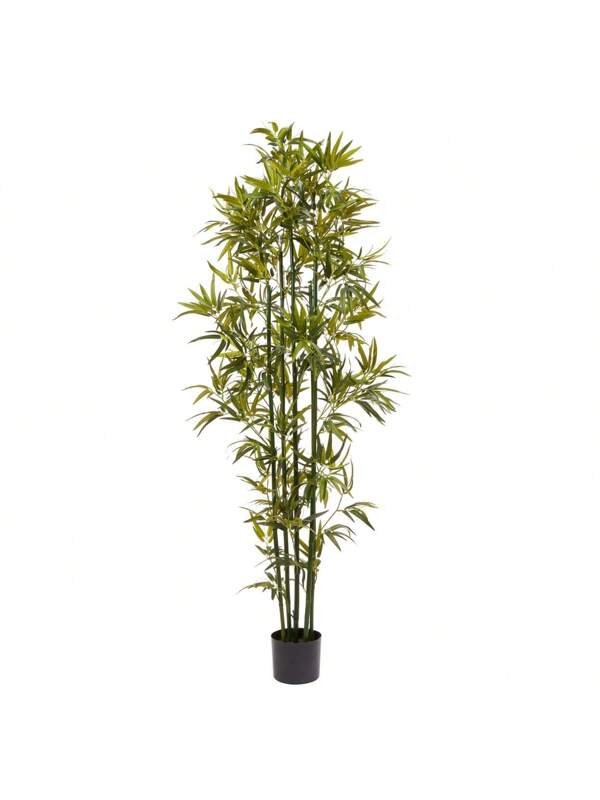 Pure Garden 6ft Artificial Bamboo Floor Plant Green Faux Potted Indoor Decor Green