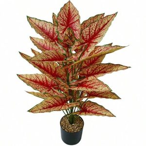 Simulation Flower Bonsai For Party Decoration Artificial Plants Fake Green Tree Leaf Office Floor Home Room Decor Ornament Without Flowerpot Red
