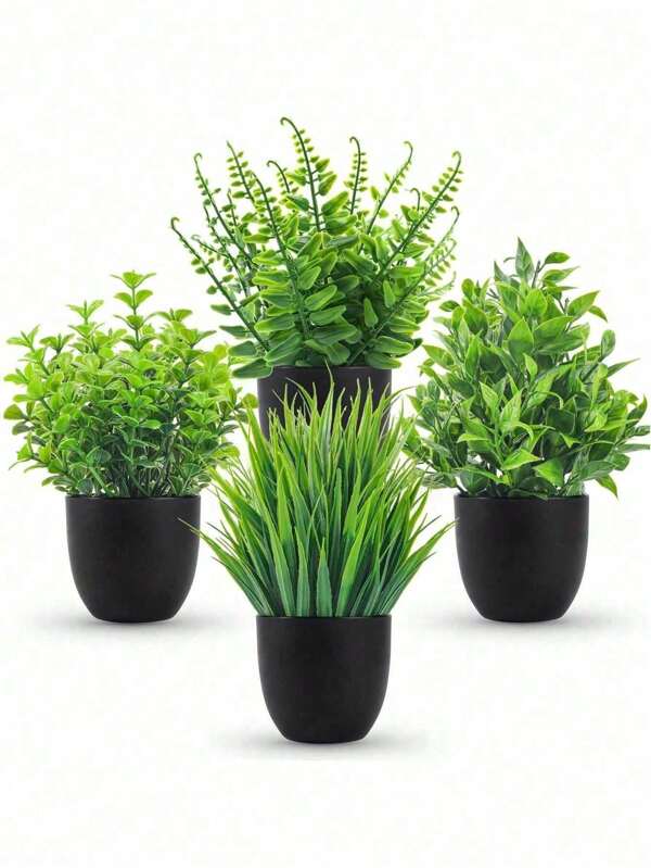 4pcs/1pc Artificial Plant Pots Small Simulation Plants For Bathroom Home Office Desktop Decoration Indoor, Outdoor, Study Room, Table Decoration, Party Gifts Multicolor