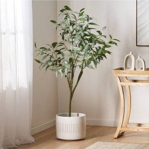 160 Cm Simulation Eucalyptus Leaf Potted Plants: Exquisite Craftsmanship, An Artistic Choice For Creating Indoor Green Spaces Light Green
