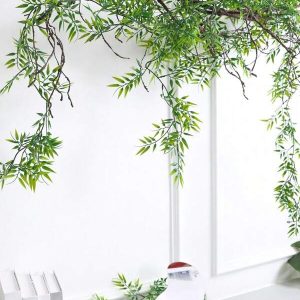 1pc/3pcs Artificial Bamboo Leaf Vines - Suitable For Home, Garden, Air Conditioner Cover, Indoor/Outdoor Year-Round Hanging Decor Multicolor