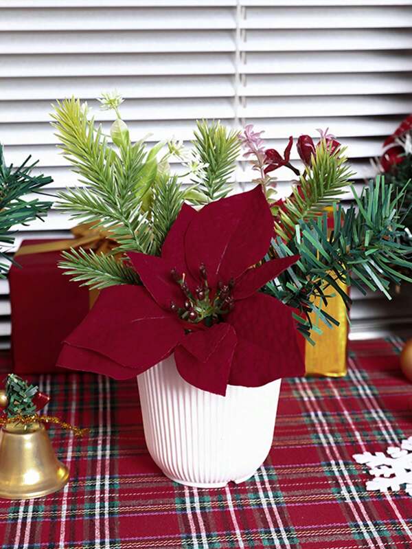 1pc Simulation Christmas Tree Potted Christmas Indoor And Outdoor Home Decoration Mini Suitable For Window Desk Dormitory Living Room Desktop Exquisite Decoration Holiday Party New Year Gift Multicolor