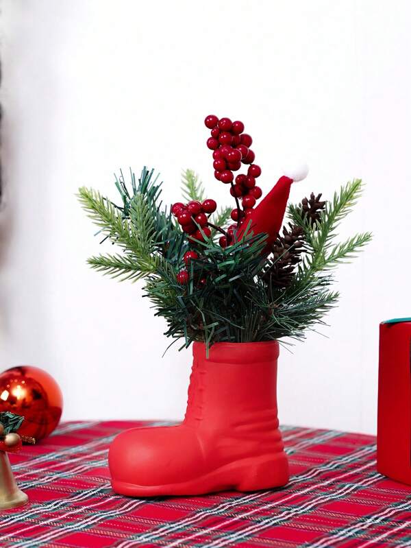 1pc Simulation Strange Christmas Potted Christmas For Indoor And Outdoor Home Decor Office Room Nightstand Window Bathroom Shelf Garden New Year Supplies Desktop Winter Multicolor