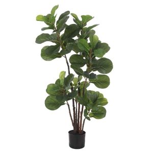 Artificial Plant, Artificial Fiddle Leaf Fig Tree, 4 Ft Faux Ficus Lyrata Tree With 72 Leaves In Pot, Fake Green Plant For Indoor Outdoor Home Office Living Room Bedroom Decor Green