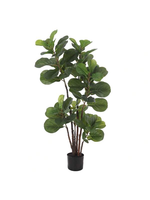 Artificial Plant, Artificial Fiddle Leaf Fig Tree, 4 Ft Faux Ficus Lyrata Tree With 72 Leaves In Pot, Fake Green Plant For Indoor Outdoor Home Office Living Room Bedroom Decor Green