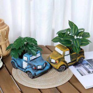 1pc 7.08-Inch Simulation Plant Ceramic Pot Home Decoration Delicate Car Type Flowerpot Suitable For Garden Window Room Office Entry Door Desktop Decoration New Year Gift Housewarming Gift Multicolor