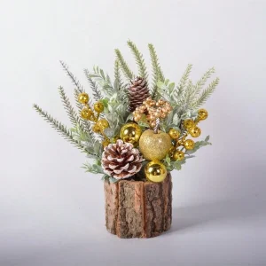 1pc Artificial Mini Christmas Tree Decor With Christmas Ornaments, Berries And Pine Cones, Home/Party/Christmas Decoration For Indoor/Outdoor, Winter Simulation Christmas Potted Plant Type a