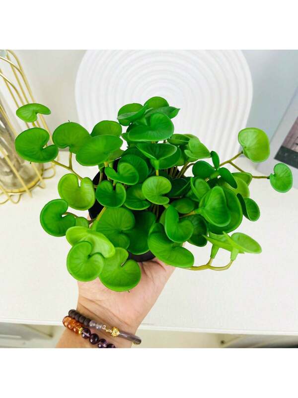 Like Real PU Cute Artificial Plant With Pot Green Simulation Plants For Home Desktop Decoration PU Money Leaf-black With Pot